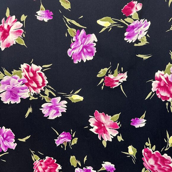 Vtg 90s Maxi Skirt XL Black Floral Straight Line Slit Cottage Granny Teacher Y2K - Picture 2 of 10